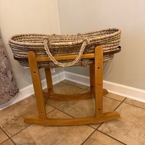 Restoration Hardware Baby & Child Moses Basket & Rocker Farmhouse Pine Wood